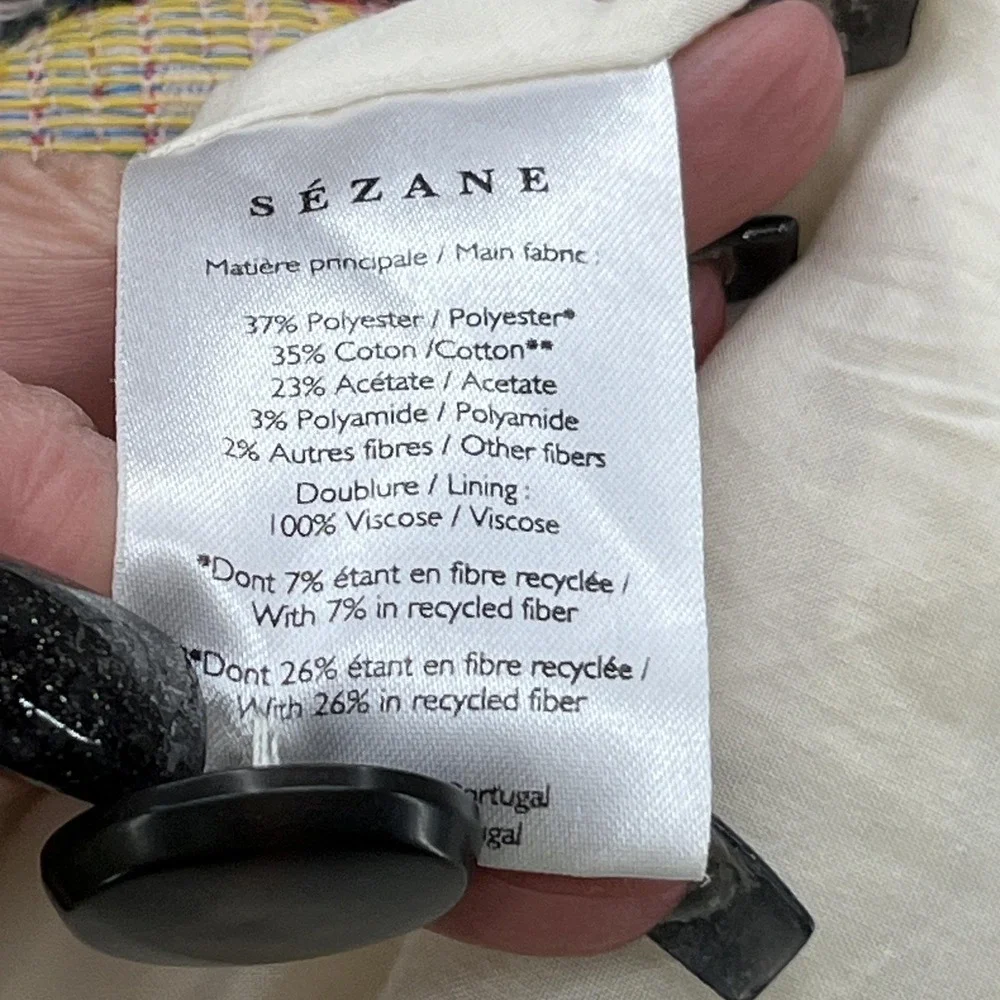 Sezane Dress 4 Multicolor Plaid Tweed Katie Sleeveless MOD Retro Mini Shift - Picture 5 of 13